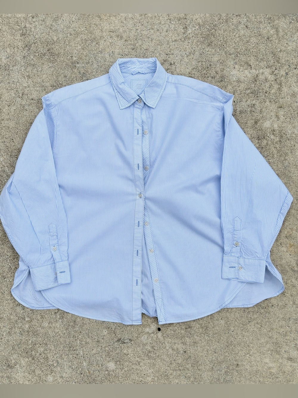 Aerie Oversized Light Blue Pinstripe Button-Up Shirt